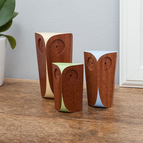 Trio Of Wooden Owls - Handmade from Sapele Hard Wood